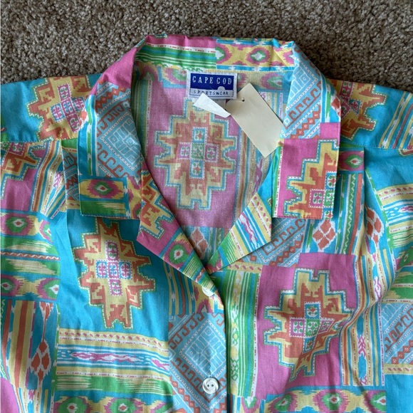 NWT VTG 80s Cape Cod‎ Sportswear Women’s XXL Button Up Vacation Shirt Summer - Picture 2 of 5